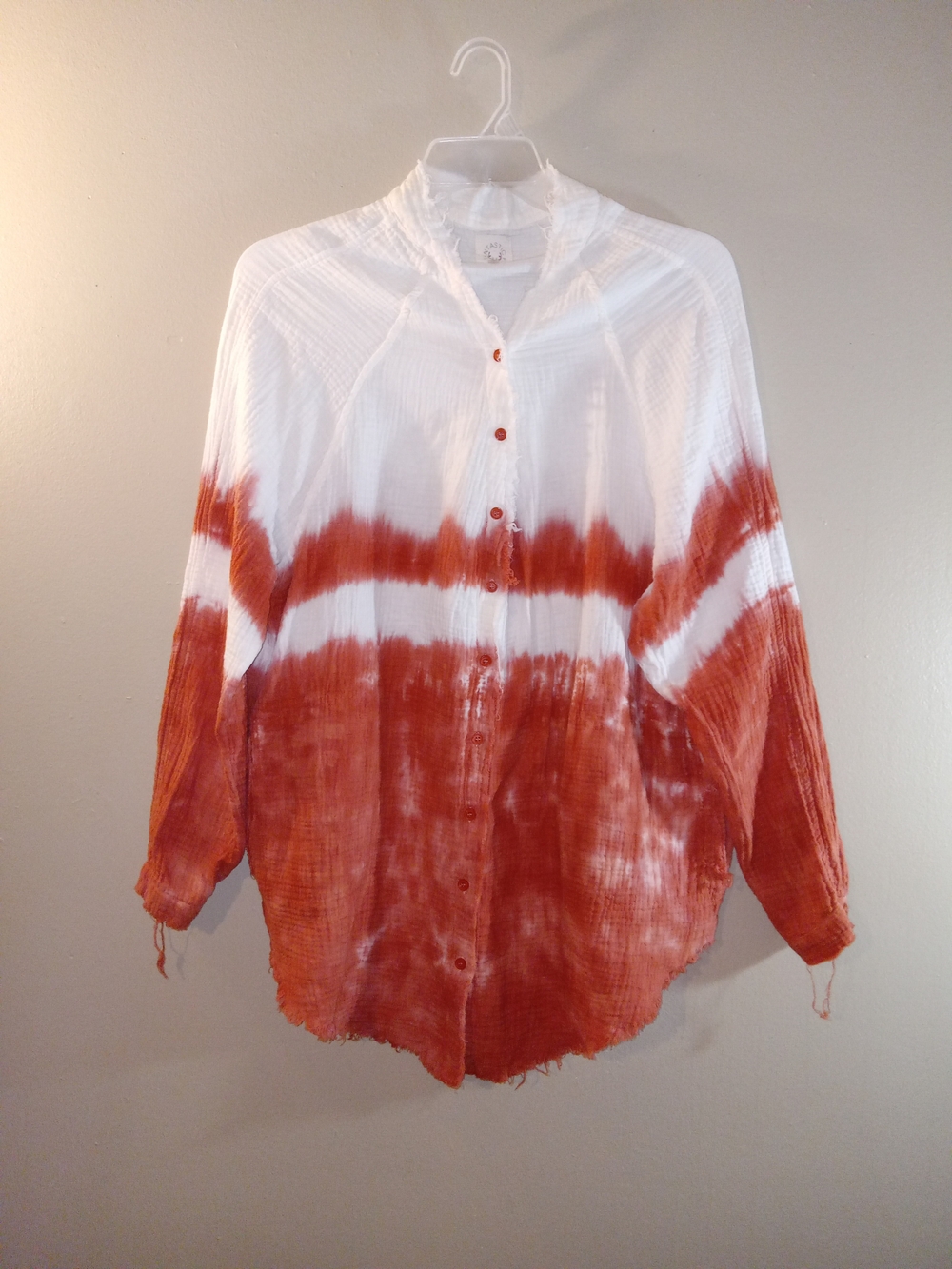 Fantastic Fawn Rust and White Tie-Dye Button-Down Shirt